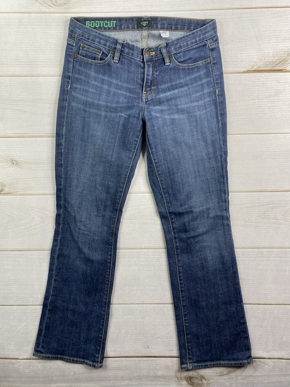 J. Crew Jeans Womens 29 Short Dark Distressed Stretch Denim Bootcut Low Rise